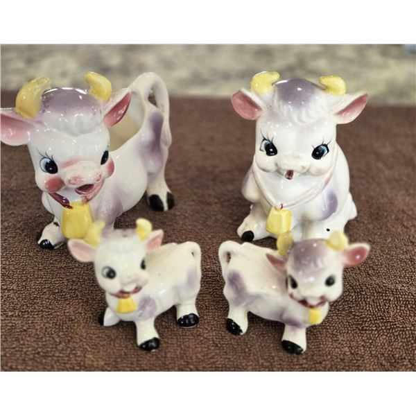18 - Vintage Elsie the Cow cream and sugar, salt and pepper set.  1950s made in Japan.  Exc. Conditi