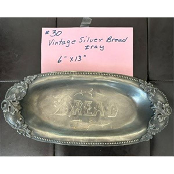 Vintage Silver Bread Tray, 6” X 13”