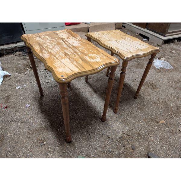 (2) Vintage Wood End Tables (17x11x19") (15x16x12")