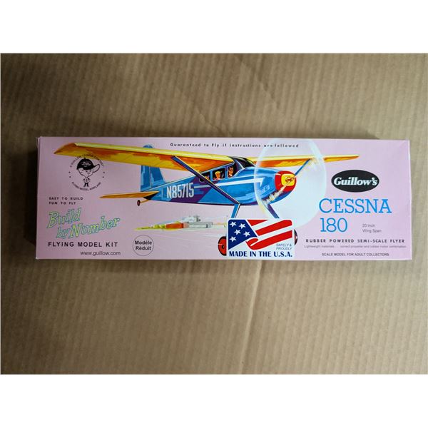 NIB Build By Number Guillows Cessna 180 20" WS Flying Model Kit