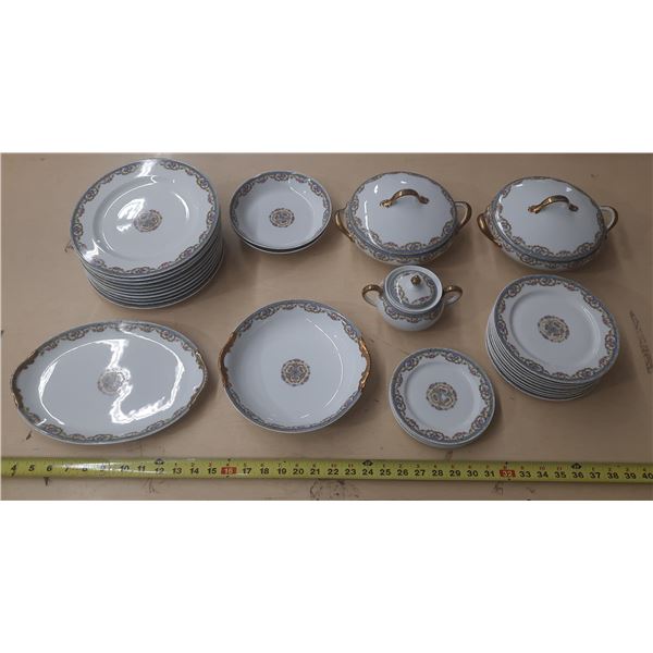 Limoges Porcelain 29 Piece Dinner Set - (5 Large, 3 Small, 3 Medium Plates Having Chips and other di