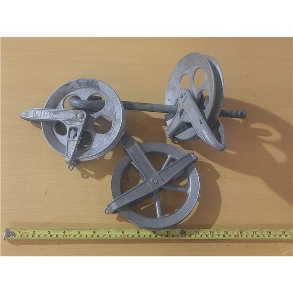 Vintage LIDO brand clothesline pulleys manufactured in Canada.