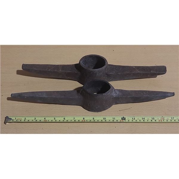 Antique or vintage pickaxe heads, likely used for mining or railroad work. (No Handles)