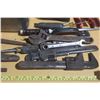 Image 2 : Vintage hand tools lot featuring a variety of wrenches, a hole punch, and drill bits.