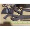 Image 5 : Vintage hand tools lot featuring a variety of wrenches, a hole punch, and drill bits.