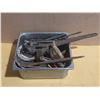 Image 7 : Vintage hand tools lot featuring a variety of wrenches, a hole punch, and drill bits.