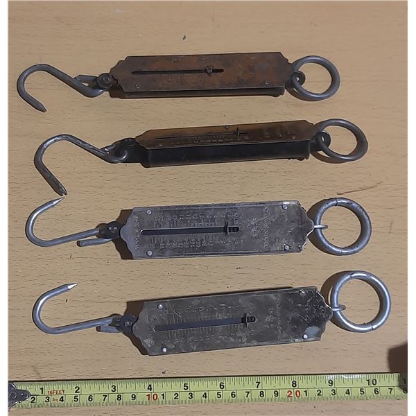 Vintage iron spring balance hanging scales.