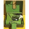 Image 1 : Vintage green Swiss Elna "Grasshopper" sewing machine in its original carrying case. (Untested)