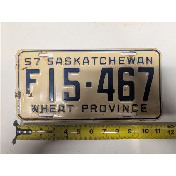 57' Sask Wheat Province License Plate F15-467