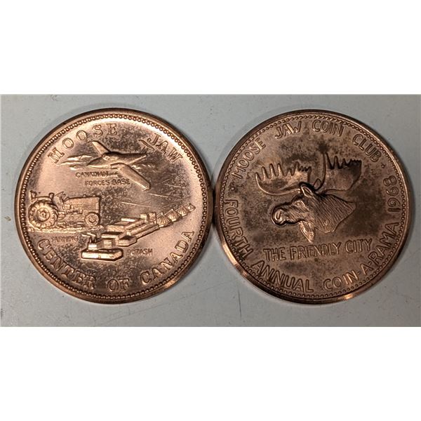 (2) Vintage 1968 Moose Jaw Coin Club Coins