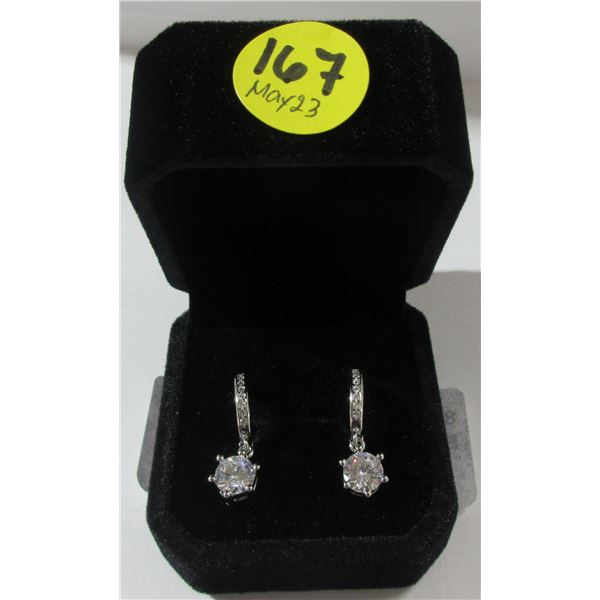 8 - NEW Platinum Plated 1.0ct Dangle Earrings