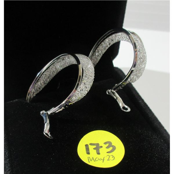 14 - NEW Platinum Plated Hoop Earrings