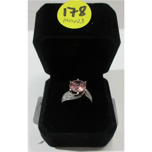 19 - NEW Platinum Plated 5.0ct Pink Simulated Diamond (CZ) Tri-Band Ring - Resizeable