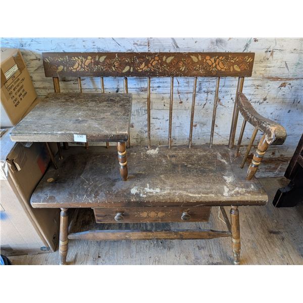 Antique Bench w/ Floral Design (Damaged Spindle)