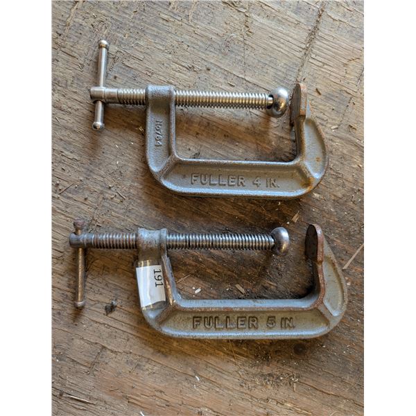 (2) Antique Fuller C-Clamps 4 Inch Made in Japan