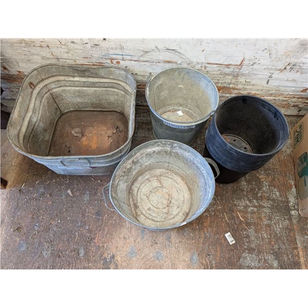 Large Garden Pot Lot w/ (3) Pails