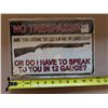 Image 1 : Tin Sign 8x11" "No Trespassing"