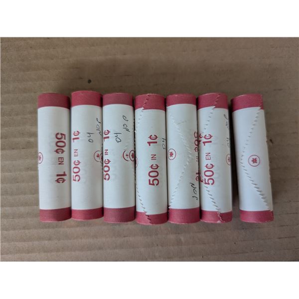 (7 Rolls) Mint Rolls Canadian 1 Cent BU 2004 No.P
