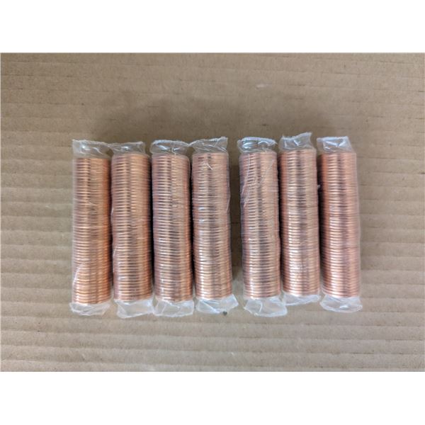 (7 Rolls) Mint Rolls Canadian 1 Cent  BU 2003 Magnetic