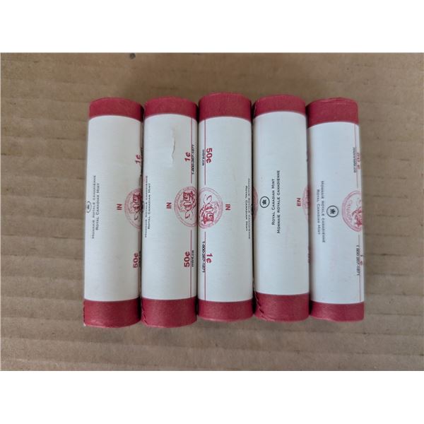 (5 Rolls) Mint Rolls Canadian 1 Cent  BU 2005