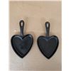 Image 1 : (2) Cast Iron Heart Frying Pans Aprox 5x5"