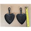 Image 2 : (2) Cast Iron Heart Frying Pans Aprox 5x5"