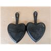 Image 3 : (2) Cast Iron Heart Frying Pans Aprox 5x5"