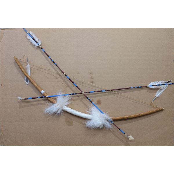 Vintage First Nations Décor 37" Bow Plus Stone Arrow (Arrow Head Loose on Both)