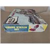 Image 8 : Vintage Tin Battery Operated Figure Train Set 9Excellent Condition)  w/ Smoke Whistle and Trestle )