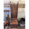 Image 1 : Old High Back (48" H) Alter Boy Chair (church) Plus Old Wood Carving (W/ Crack)