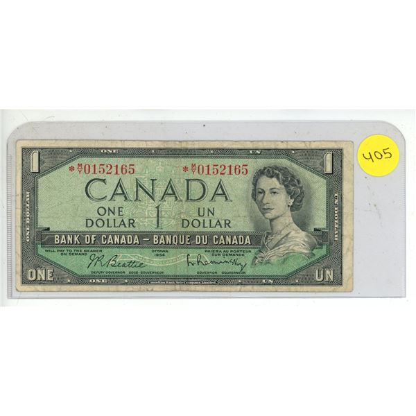 1954 Canada One Dollar.