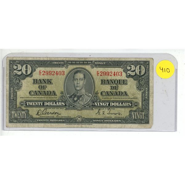 1937 Canada Twenty Dollar.