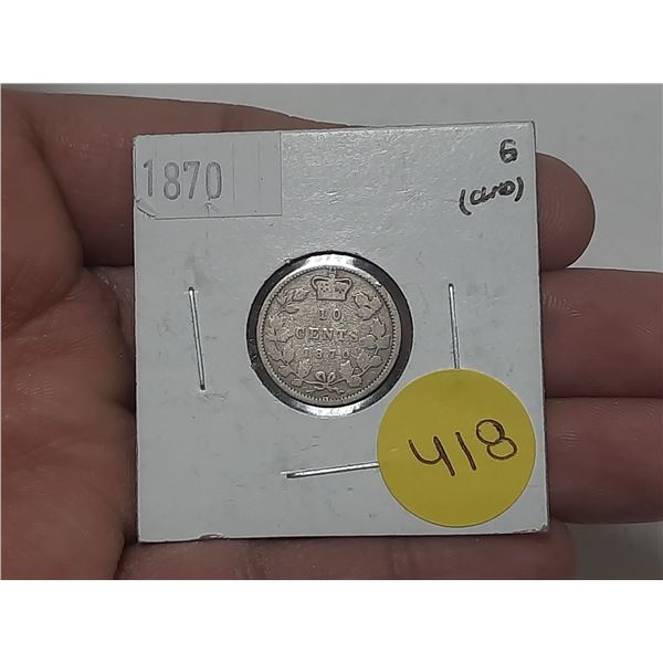 1870 Canada Silver 10 Cents.