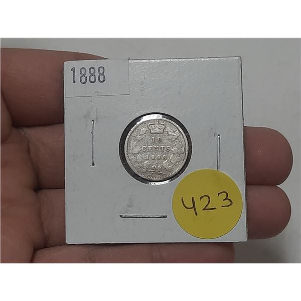 1888 Canada Silver 10 Cents.