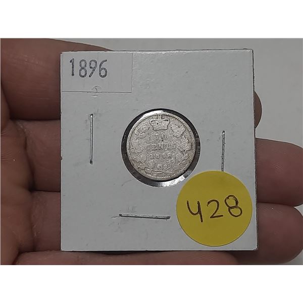 1896 Canada Silver 10 Cents.