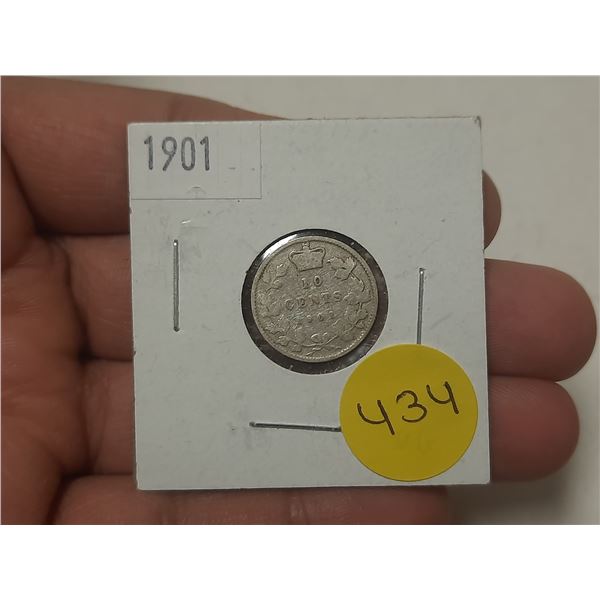 1901 Canada Silver 10 Cents.