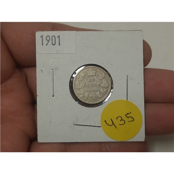 1901 Canada Silver 10 Cents.