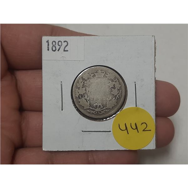 1892 Canada Silver 25 Cents.