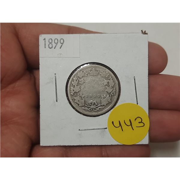 1899 Canada Silver 25 Cents.