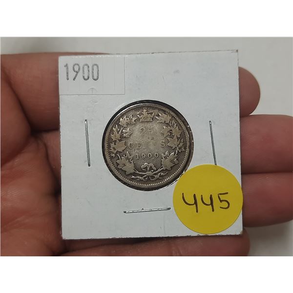 1900 Canada Silver 25 Cents.