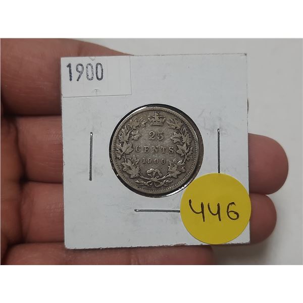 1900 Canada Silver 25 Cents.