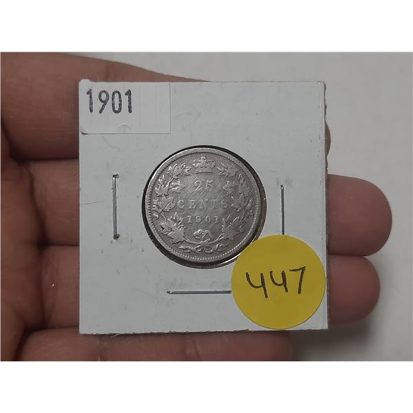 1901 Canada Silver 25 Cents.