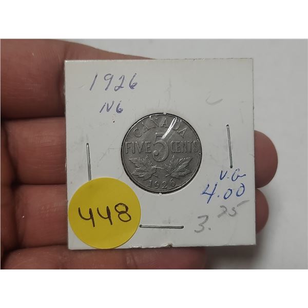 1926 Canada Five Cents - N6.