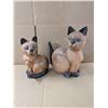 Image 1 : (2) Vintage Hand Carved Wooden Cats