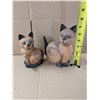 Image 2 : (2) Vintage Hand Carved Wooden Cats