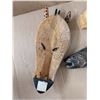 Image 5 : (3) Vintage Wood Décor Items (Giraffe Mask, boy and pig, and Fish Wall Coat Hook)