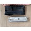 Image 2 : Vintage Wood Whicker Storage Box w/ misc. Items (Stainless Steel 25 Function Tool and etc.)