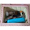 Image 5 : Vintage Wood Whicker Storage Box w/ misc. Items (Stainless Steel 25 Function Tool and etc.)