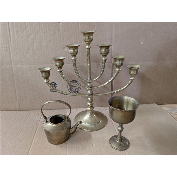 Vintage Brass Goblet, Kettle Design and etc.