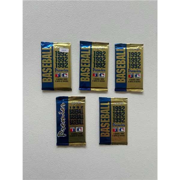 1992 OPC Premier Baseball Wax Packs (5 Unopened Packs)